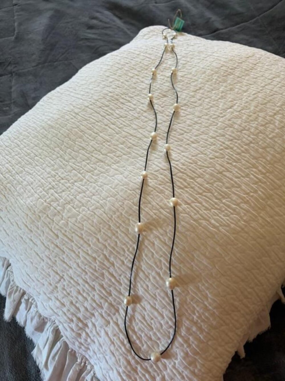 NWT 26 Inch fresh water pearl leather necklace